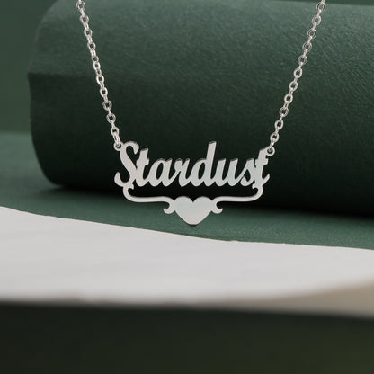 Silver Stainless Steel O-Chain Necklace with Letter and Heart Pendant