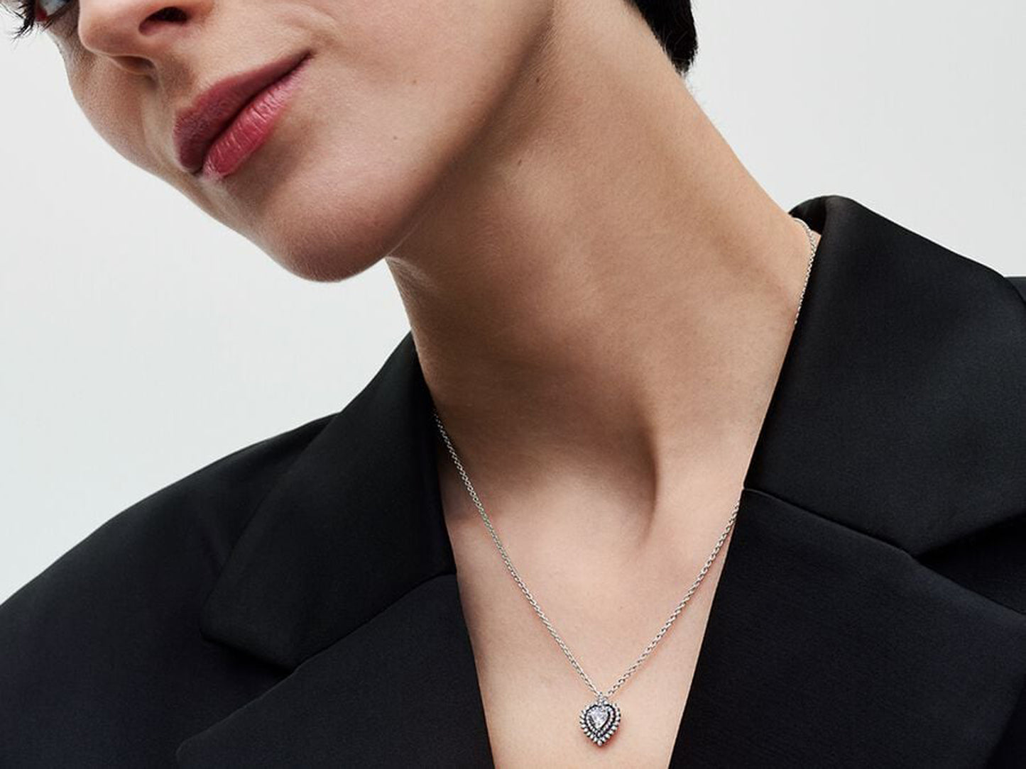 Sparkling Heart Halo Pendant Necklace