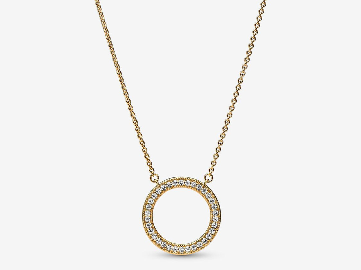 Pavé & Hearts Circle Pendant Necklace