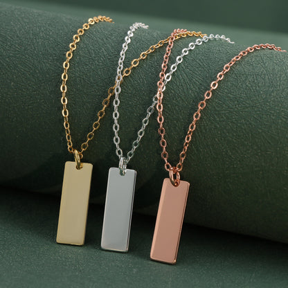 Silver Square Pendant O-Shaped Necklace