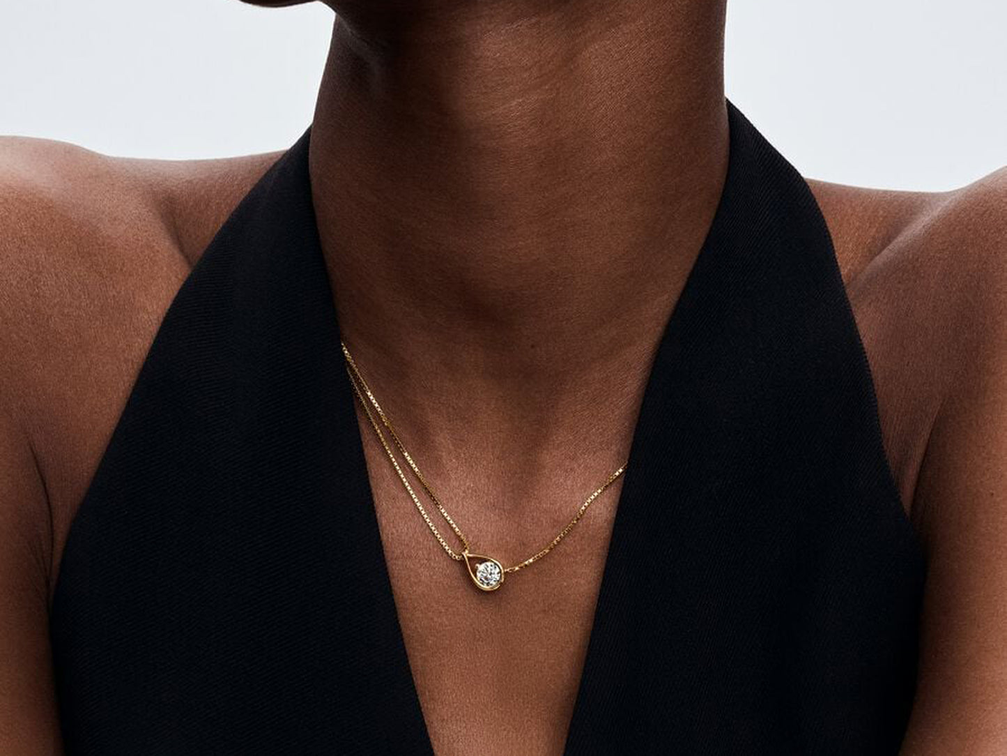Lab-grown Diamond Double Chain Collier Necklace 0.75 carat tw 14k Gold