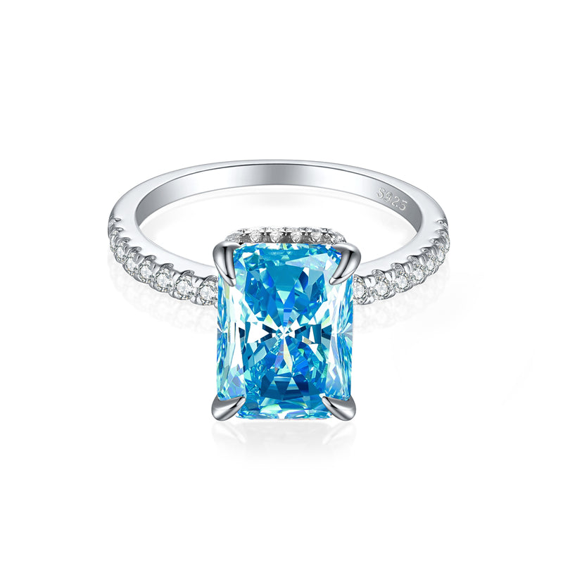 4ct Gemstone 925 Silver Ring - Luxe 8×11mm Ice-Cut Statement Band with High-Carbon Diamonds