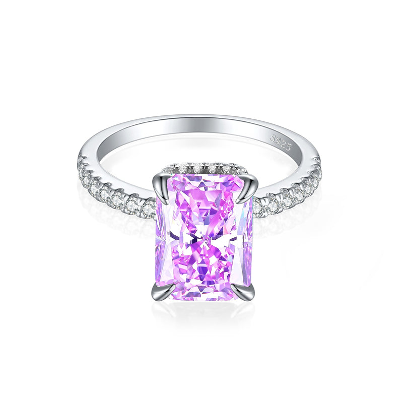4ct Gemstone 925 Silver Ring - Luxe 8×11mm Ice-Cut Statement Band with High-Carbon Diamonds