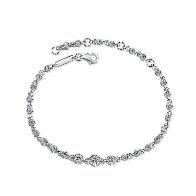 5-Layer Rhodium Plated 925 Silver Lucky Charm Bracelet with 0.87ct Champagne Moissanite - Korean Style Toad & Locket Design