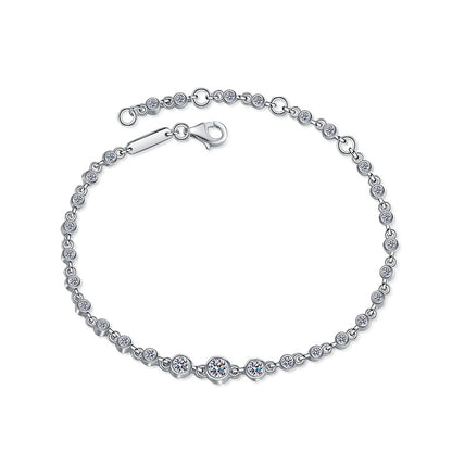 5-Layer Rhodium Plated 925 Silver Lucky Charm Bracelet with 0.87ct Champagne Moissanite - Korean Style Toad & Locket Design