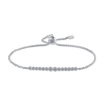 5-Layer Rhodium Plated 925 Silver Star Bracelet with 0.24ct Champagne Moissanite - Floral Cactus Ins Style Gift