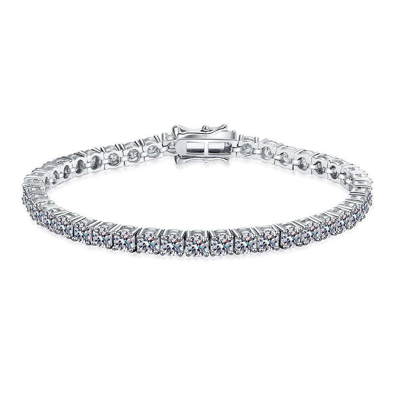 5-Layer Rhodium Plated Sterling Silver Abacus Bracelet with Moissanite - 3 Stone Sizes & 4 Length Options (10/30/50-point)