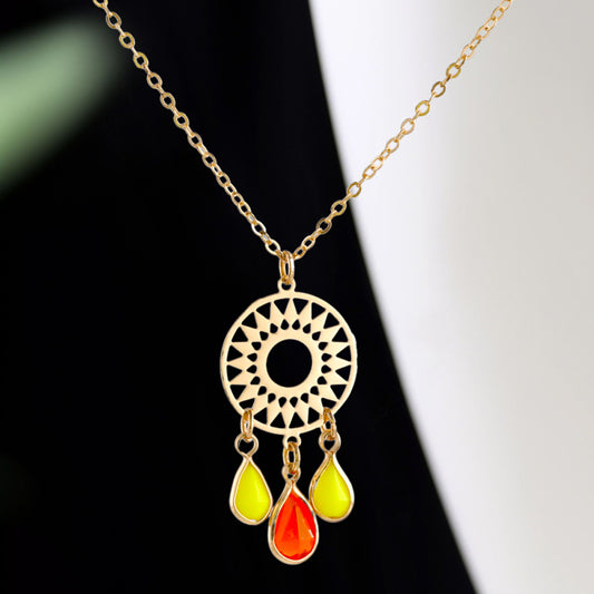 Vintage Sun and Droplet Copper O-Chain Necklace