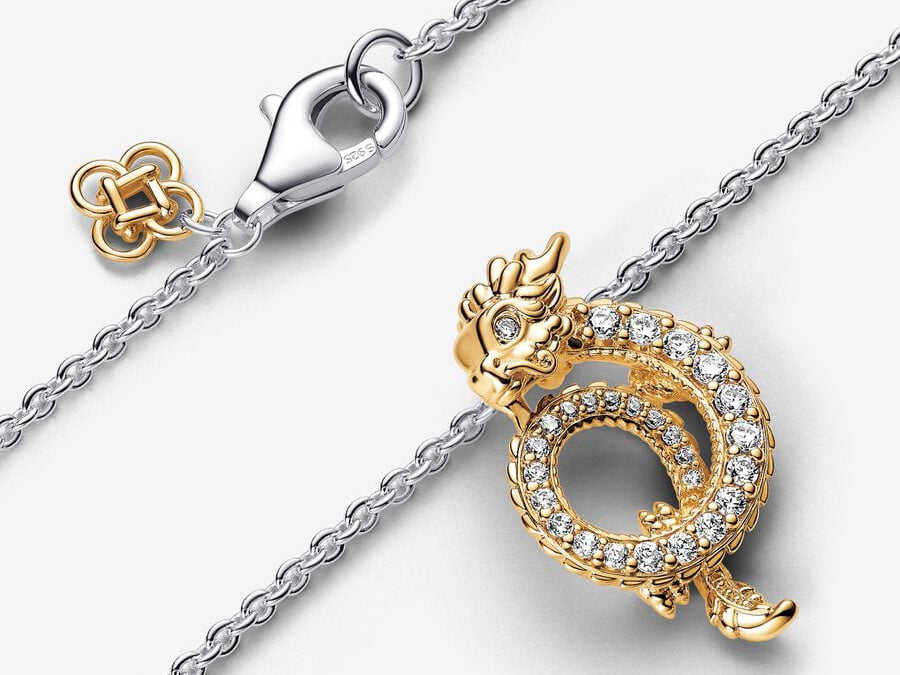 Two-tone Chinese Year of the Dragon Collier Necklace