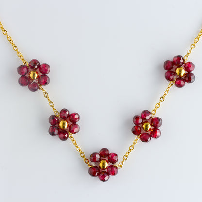 Chic Stainless Steel Bracelet with Red Stone Accents