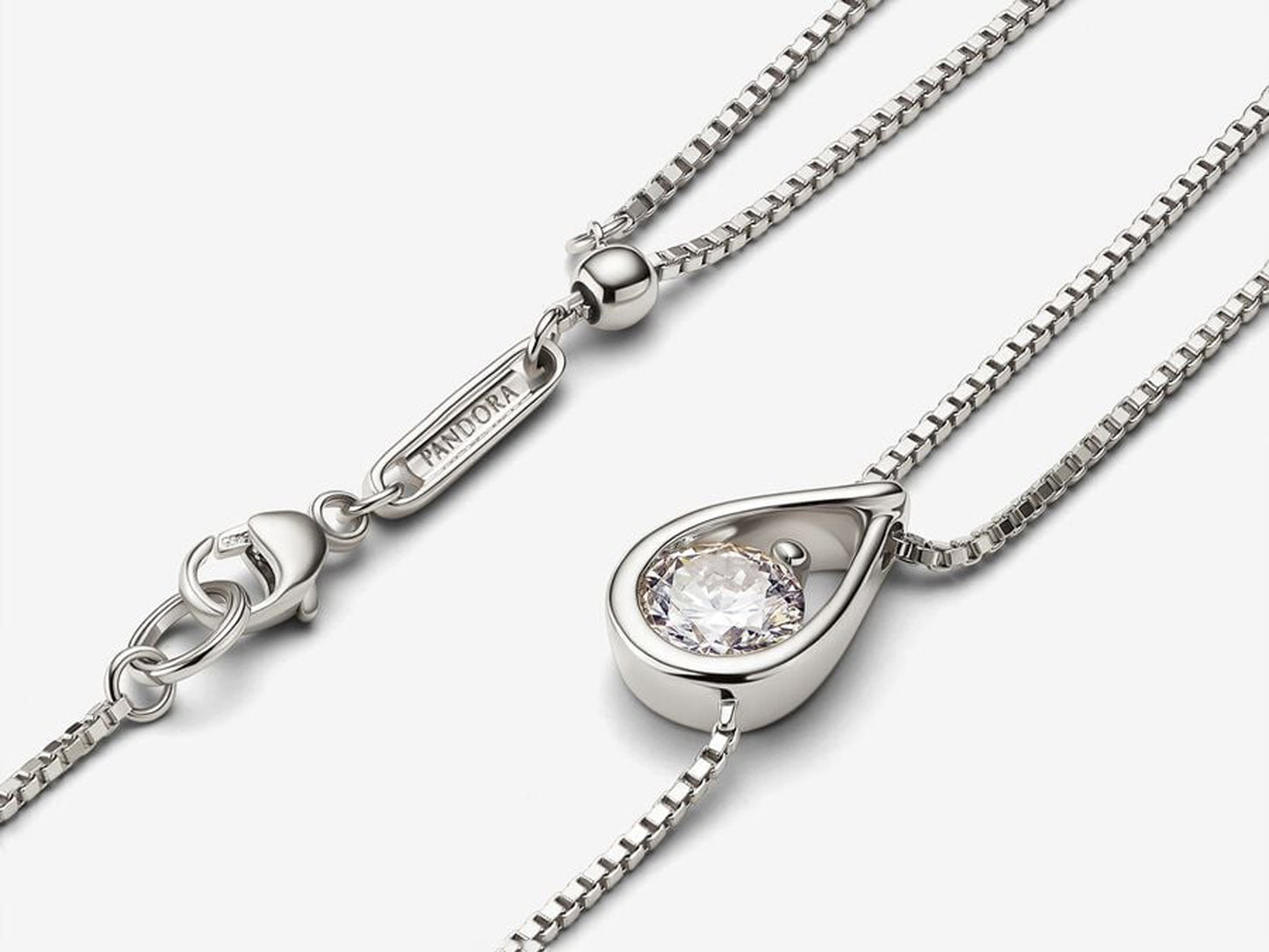 Lab-grown Diamond Double Chain Collier Necklace 0.75 carat tw 14k White Gold