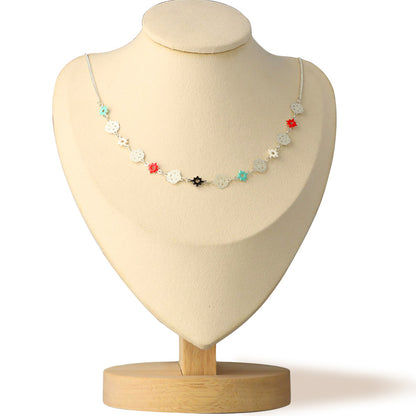 Stylish Chopin Necklace with Flower and Star Charms