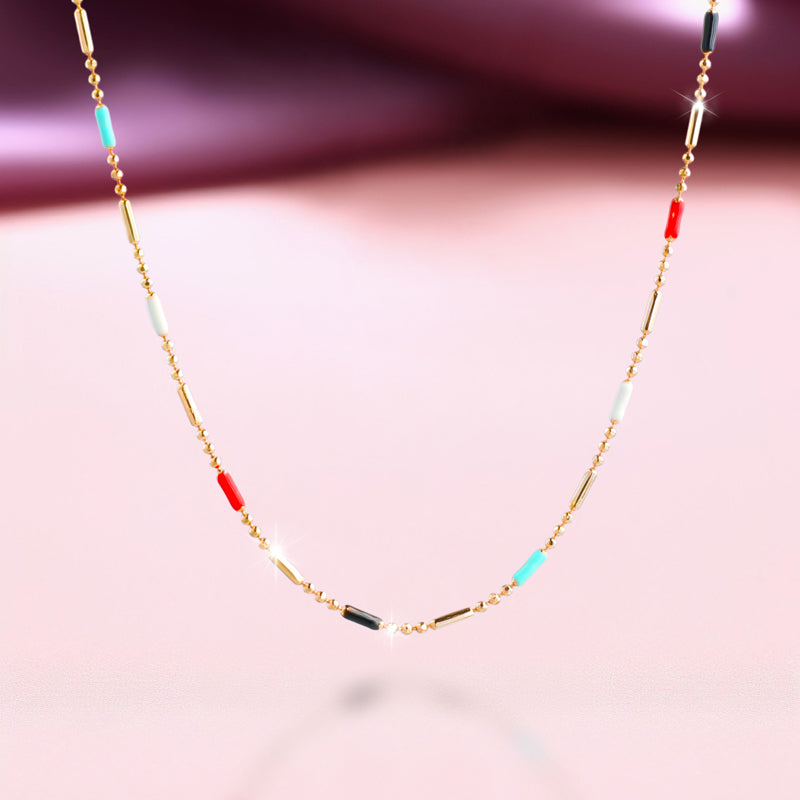 Chic Beaded Copper Necklace with Metallic and Rice Beads