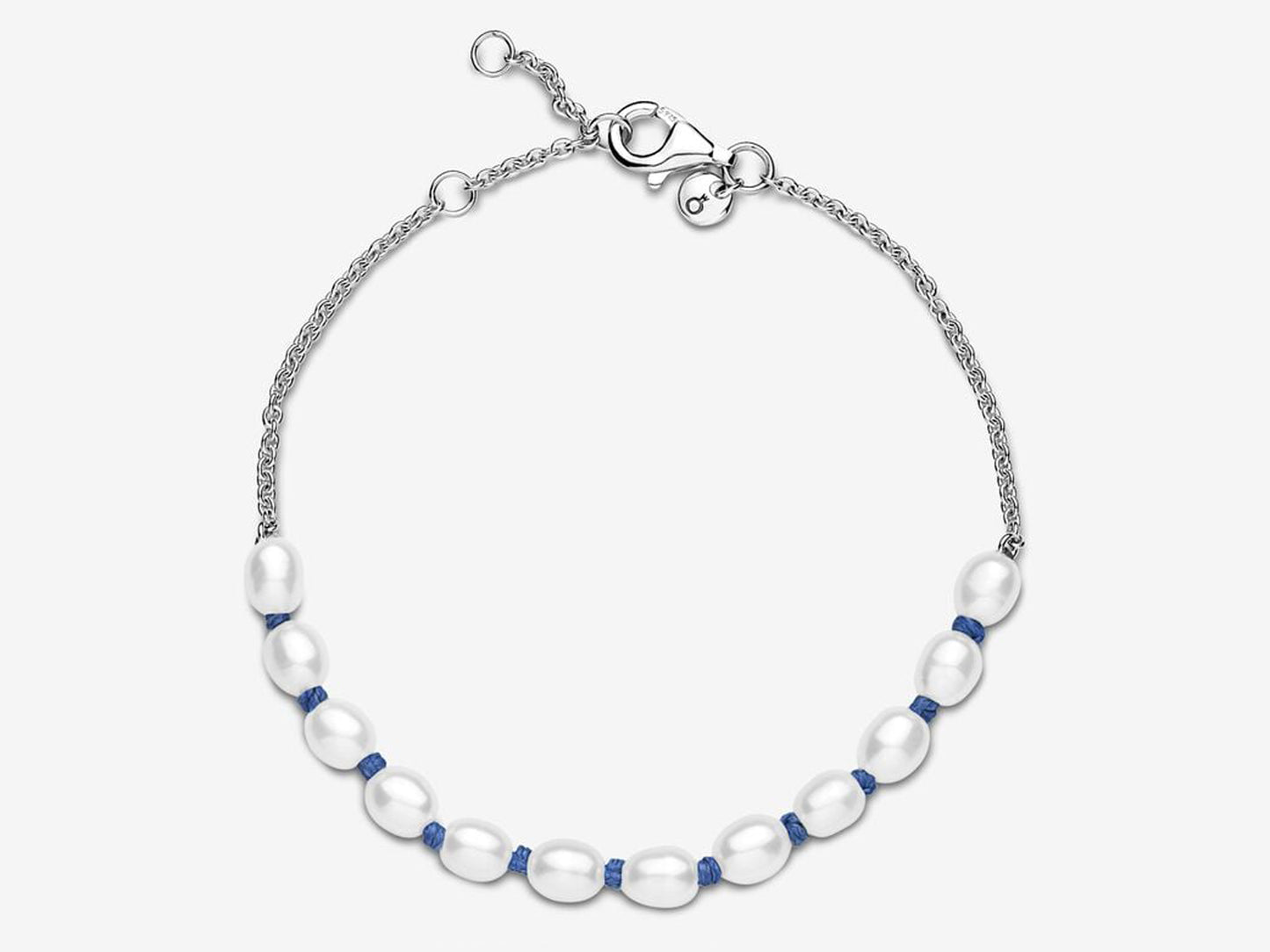 Treated Freshwater Cultured Pearl Blue Cord Chain Bracelet