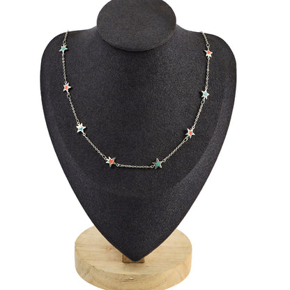 Charming silver cross chain with Star shaped