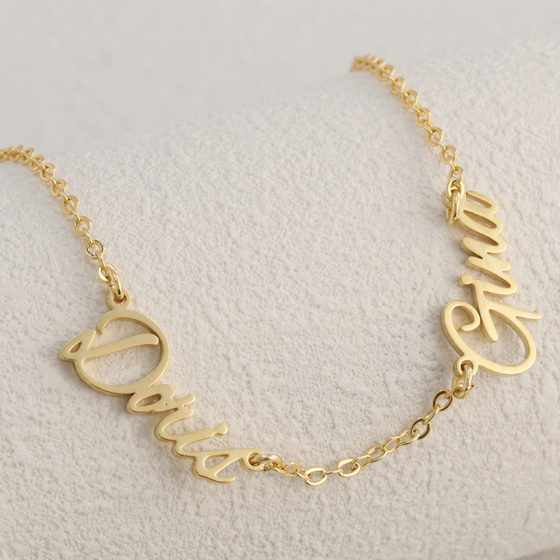 Fashionable gold letter pendant O-shaped chain necklace