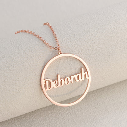 Round Rose Gold Necklace With Letter Charm