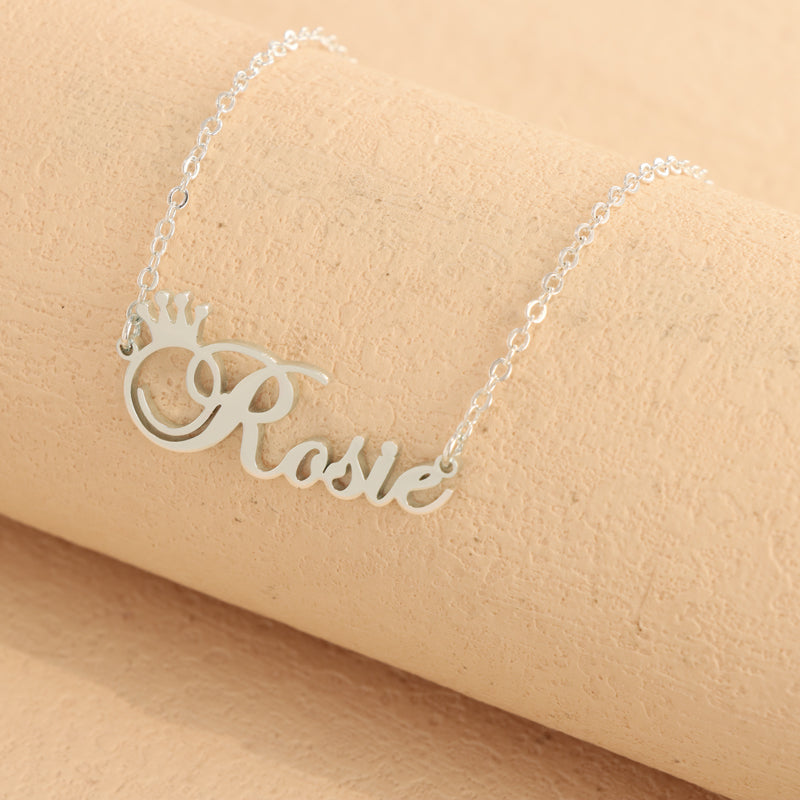 Silver Letter Pendant Necklace with O-Chain