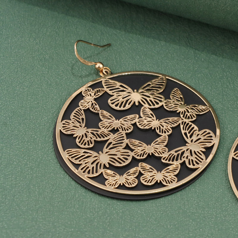 Vintage Copper Butterfly Earrings - Multilayered Design