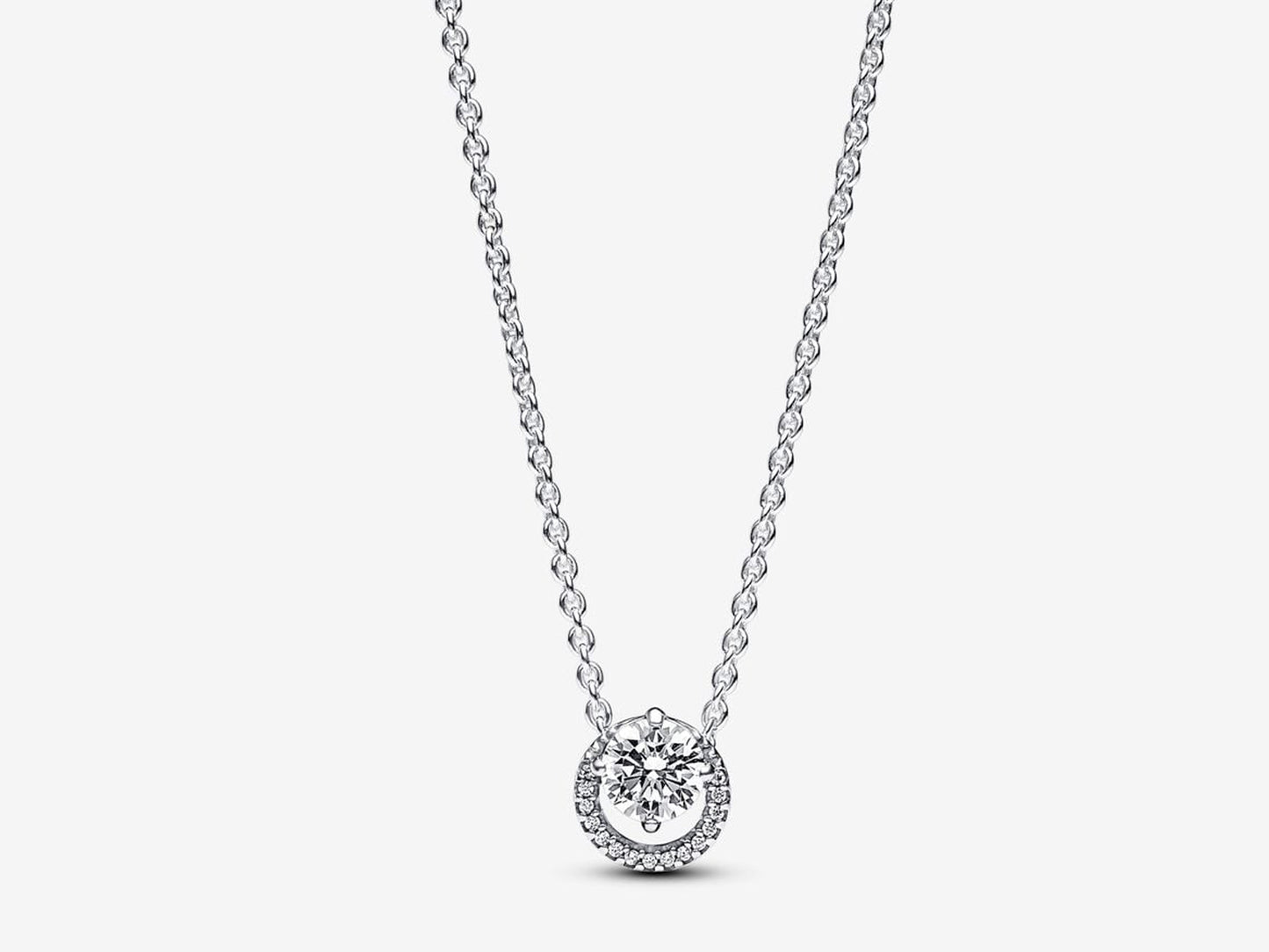 Sparkling Round Halo Pendant Collier Necklace
