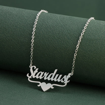 Silver Stainless Steel O-Chain Necklace with Letter and Heart Pendant