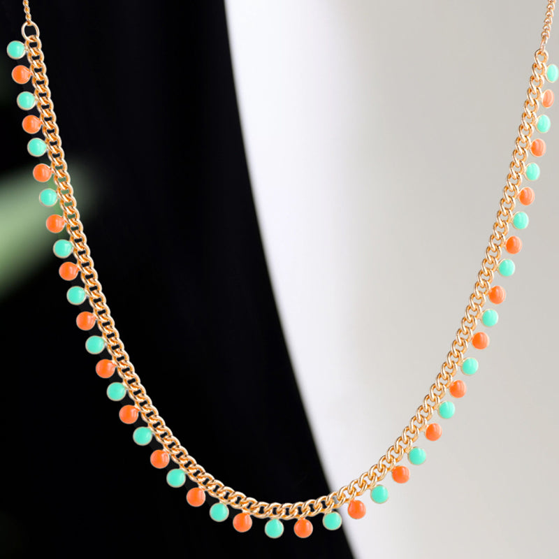 Rose gold cross chain with water drop beads