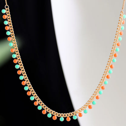 Rose gold cross chain with water drop beads