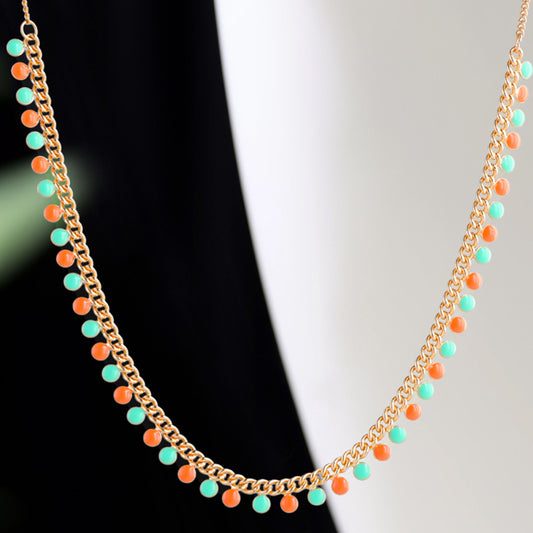 Rose gold cross chain with water drop beads