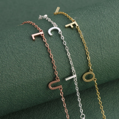 Silver Copper Alloy O-Chain Necklace with Letter Pendant