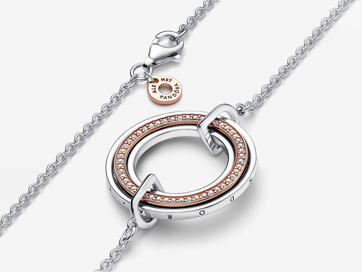 Two tone Logo & Pavé Necklace