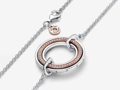 Two tone Logo & Pavé Necklace