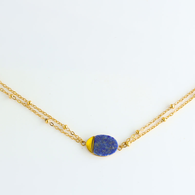Fashionable Gold Bracelet with Oval Charms