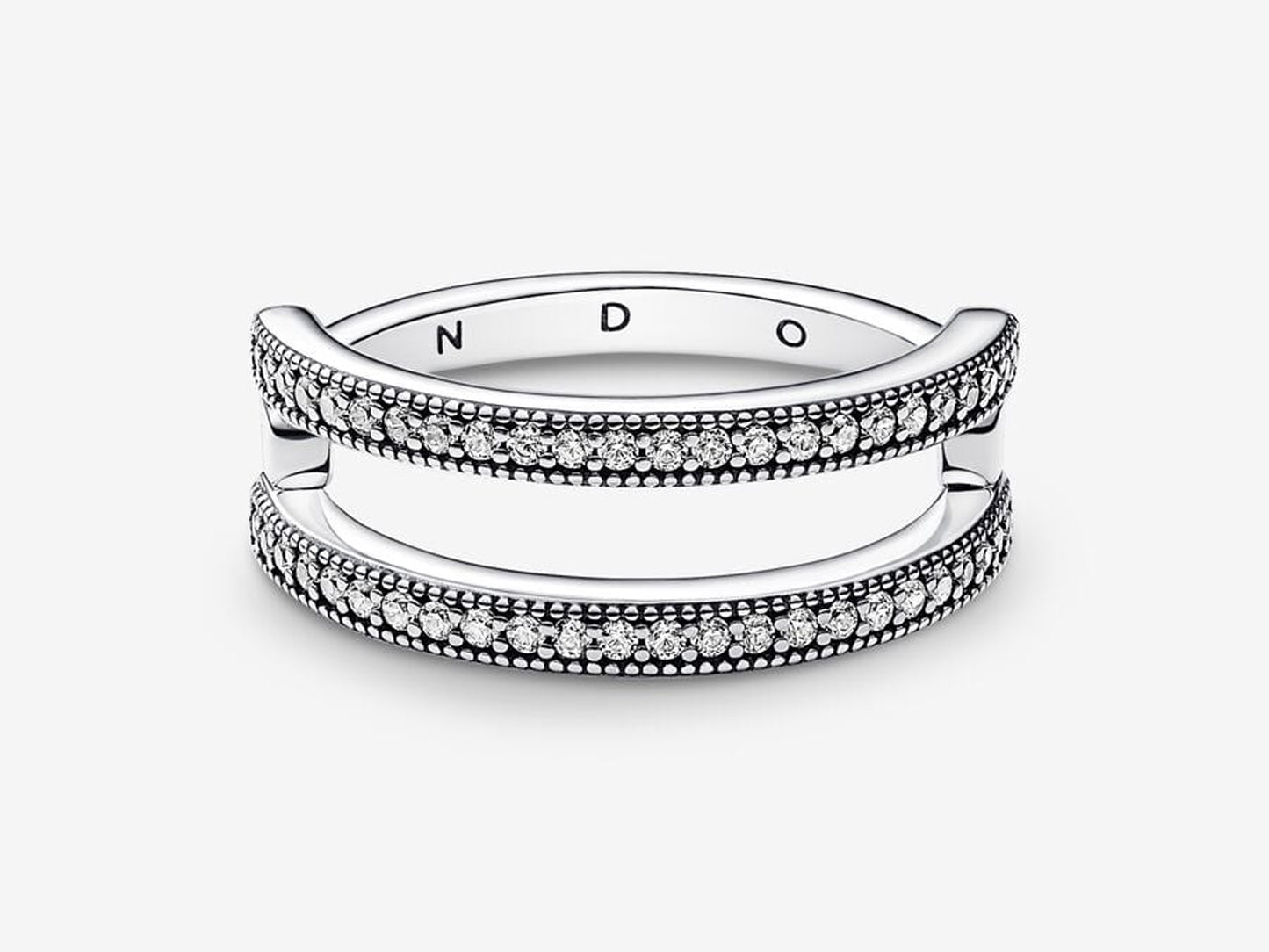 Logo & Pavé Double Band Ring
