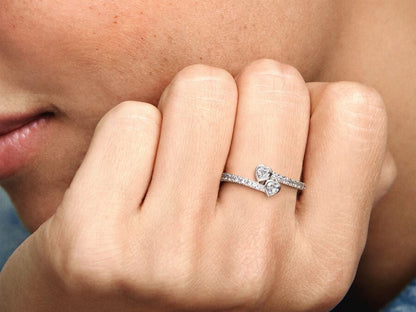 Two Sparkling Hearts Ring