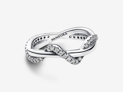 Sparkling Intertwined Wave Ring