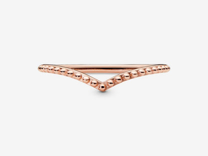 Beaded Wishbone Ring