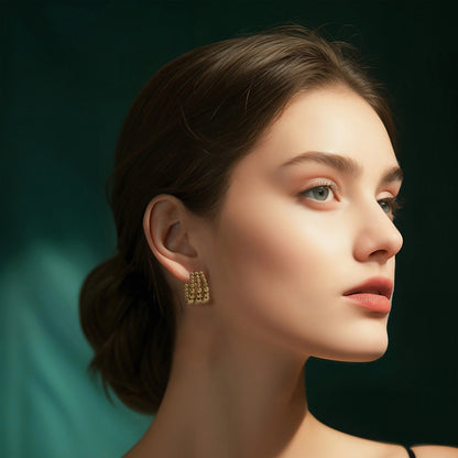 Modern Stainless Steel Hoop Earrings - Multi-layered Design