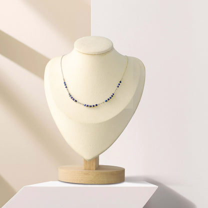 O-Chain Necklace with Blue Natural Stone Beads