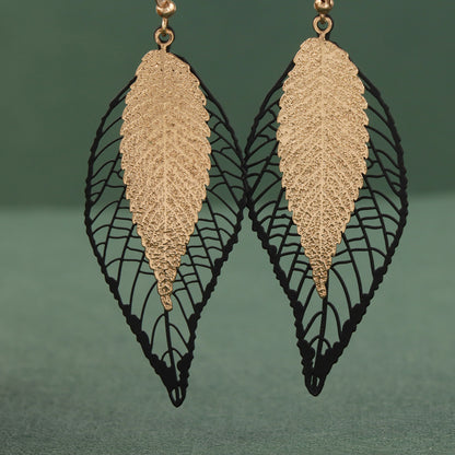 Vintage Copper Leaf Earrings - Multi-Layered Design