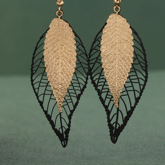 Vintage Copper Leaf Earrings - Multi-Layered Design