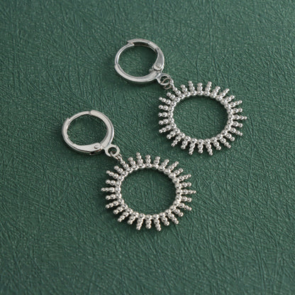 Silver Geometric Circle Dangle Earrings