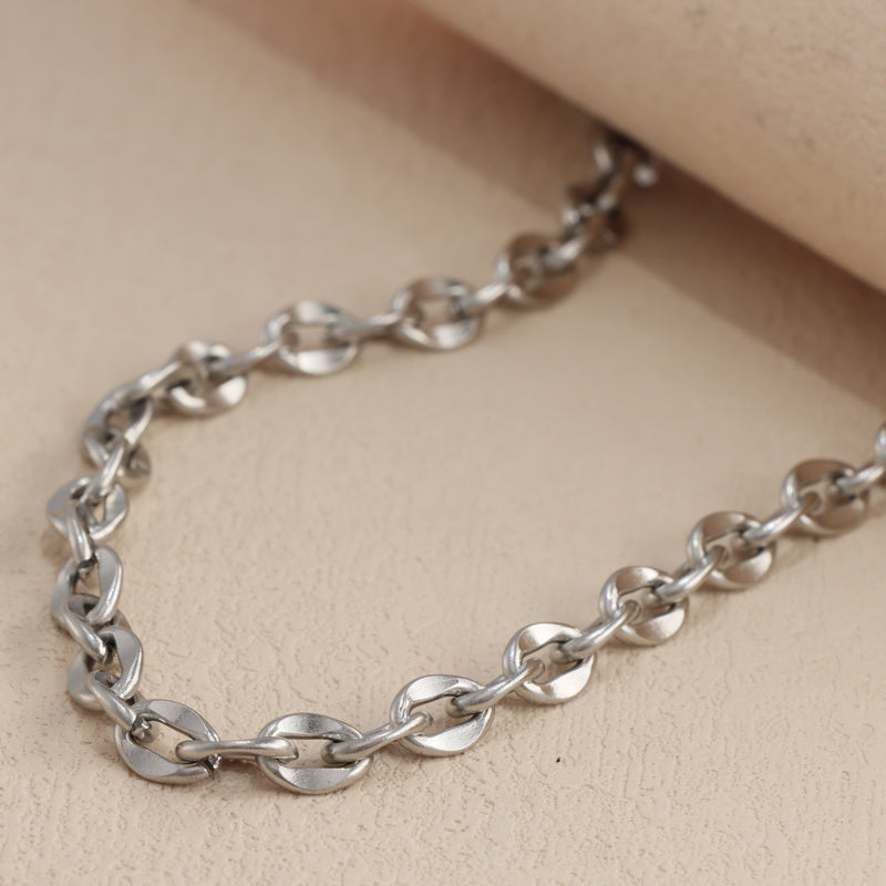 Silver Stainless Steel O Design Necklace