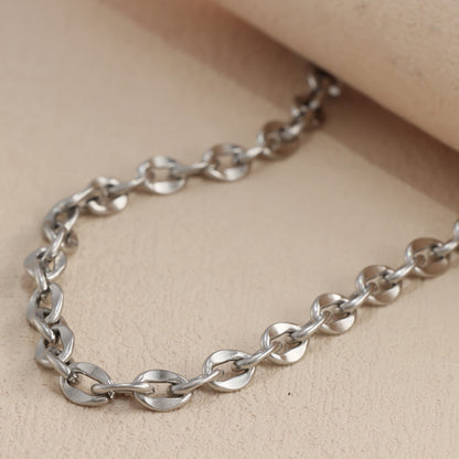 Silver Stainless Steel O Design Necklace