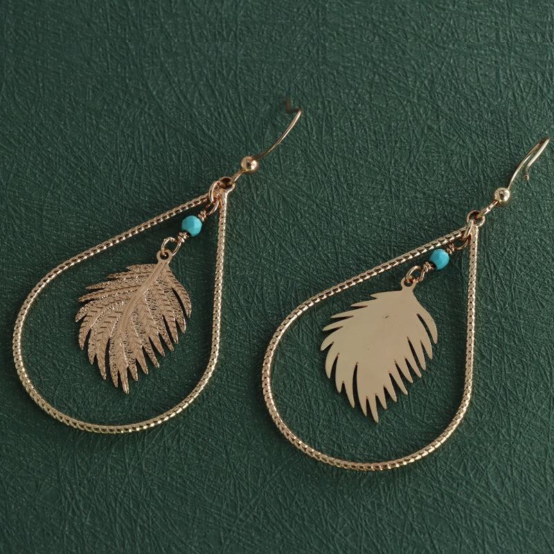 Geometric Feather Pendant Earrings