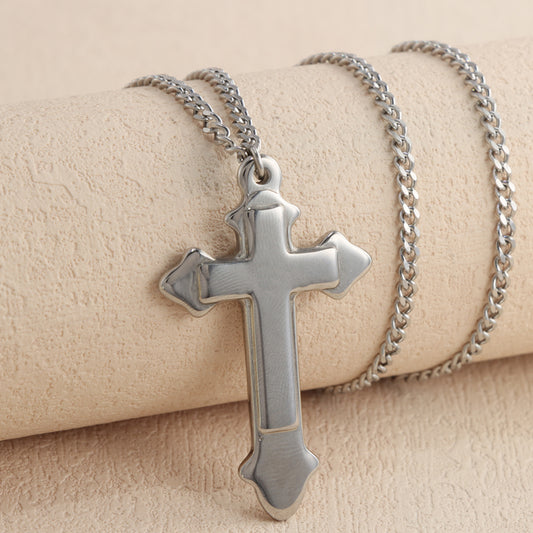 Sleek Shao Bangle Necklace with Cross Pendant Detail