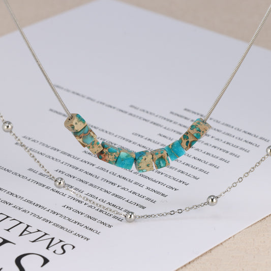 Serpent Bone Layered Necklace With Natural Stone Beads
