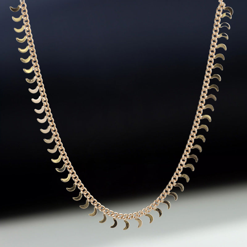 Rose Gold Chopin Chain with Moon Charm