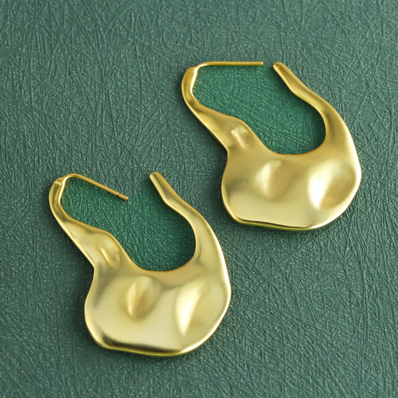 Gold Abstract Design Copper Earrings