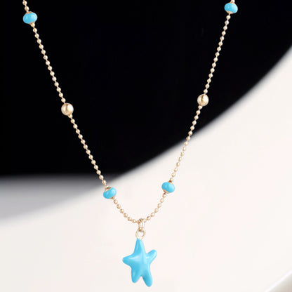 Blue Sea Star Buddha Bead Necklace