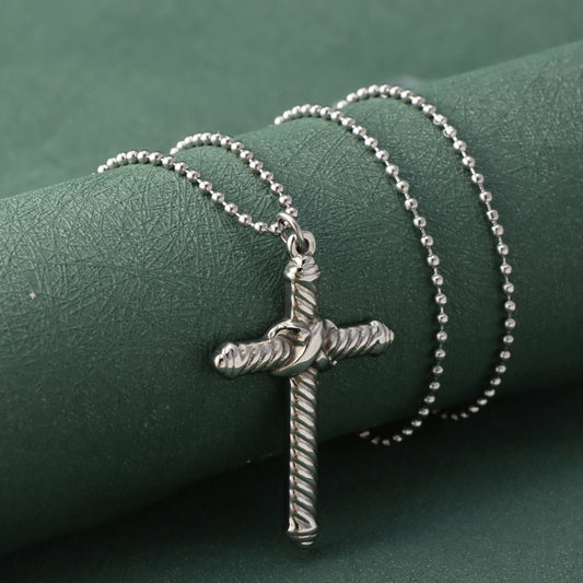 Silver Stainless Steel Cross Pendant Necklace